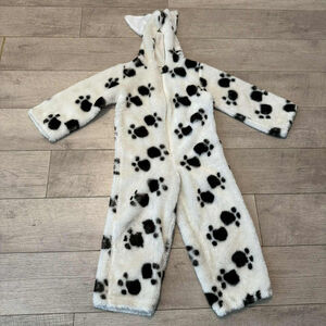 White, Plush, Full-Body Dalmatian Dog Costume One Size